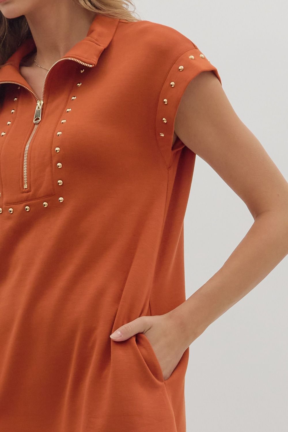 Cap Sleeve Mini Studded Dress By Entro