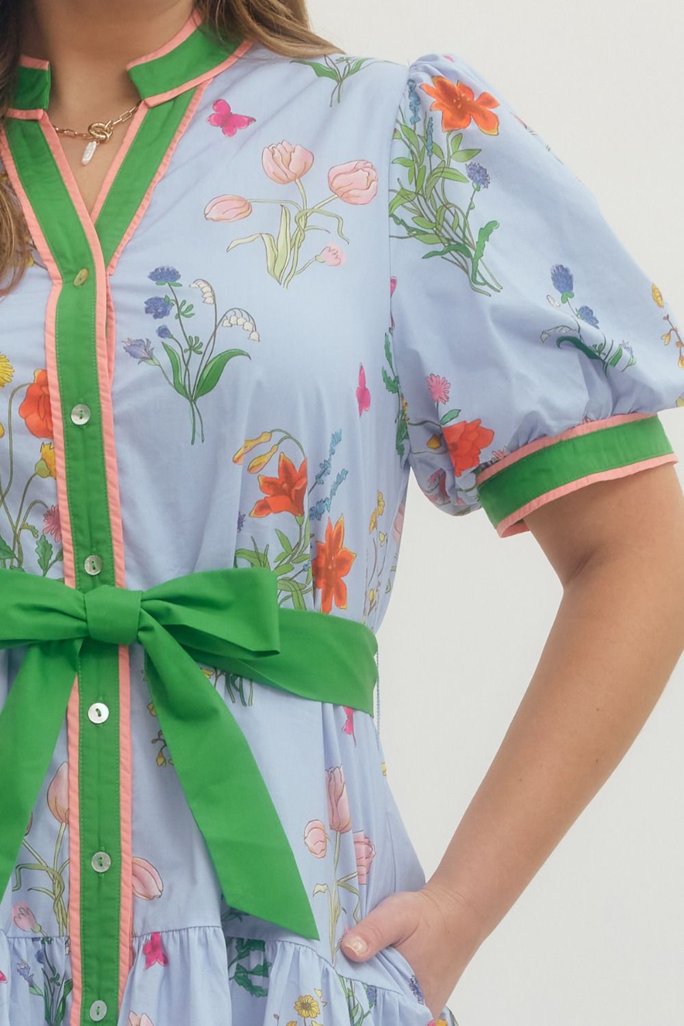 floral boutique mini dress with pockets