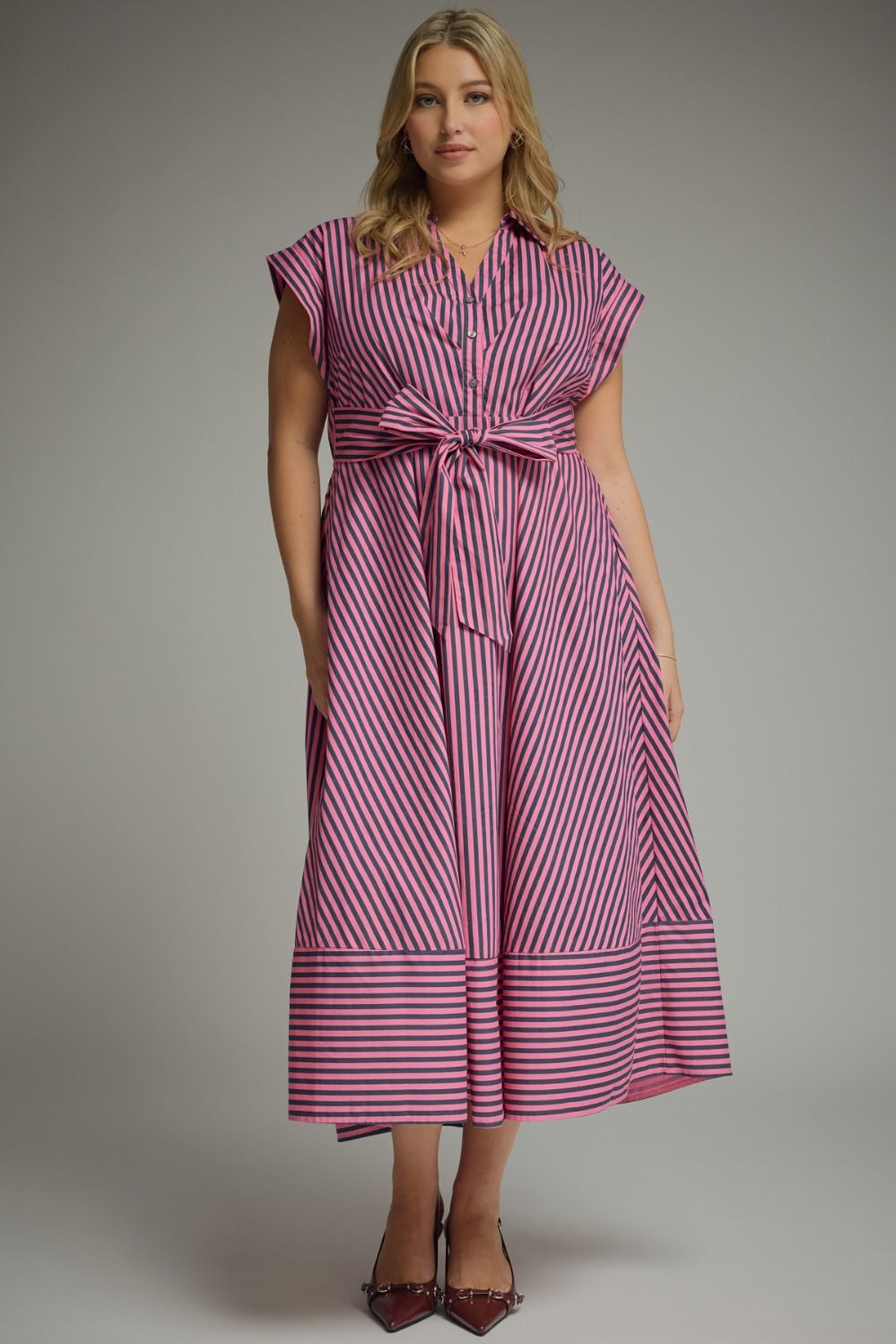 Plus Size Madison Stripe Midi Dress By Entro