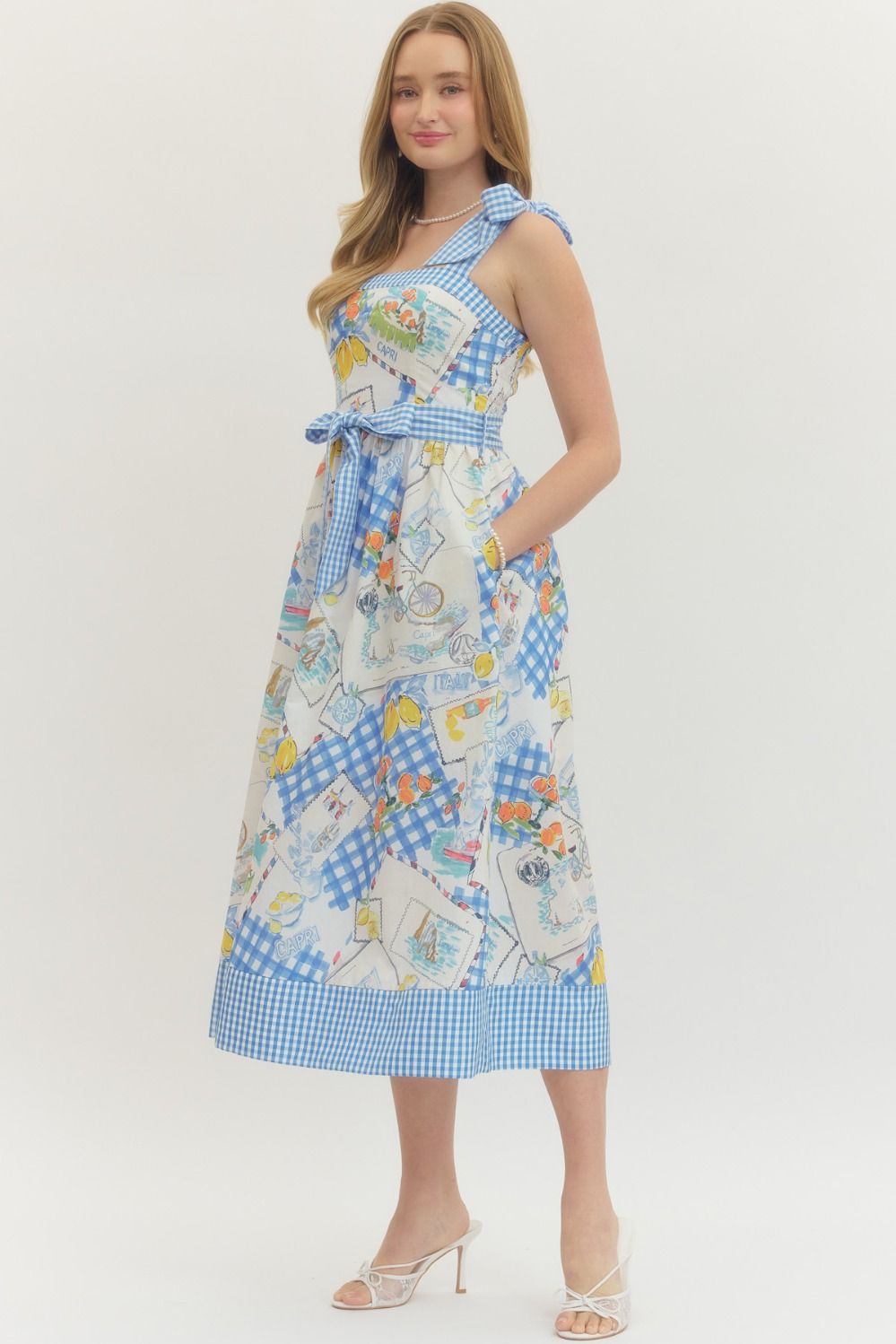 Capri Postcard Midi Dress By Entro