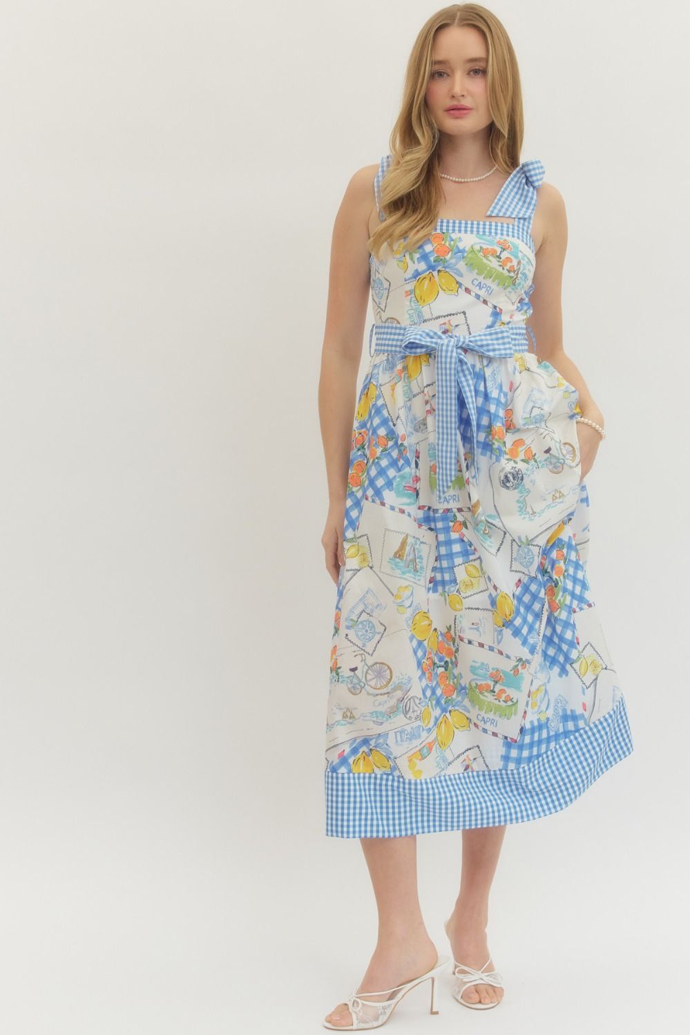 Capri Postcard Midi Dress By Entro