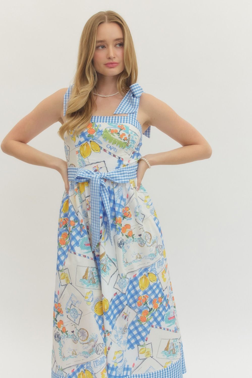 Capri Postcard Midi Dress By Entro