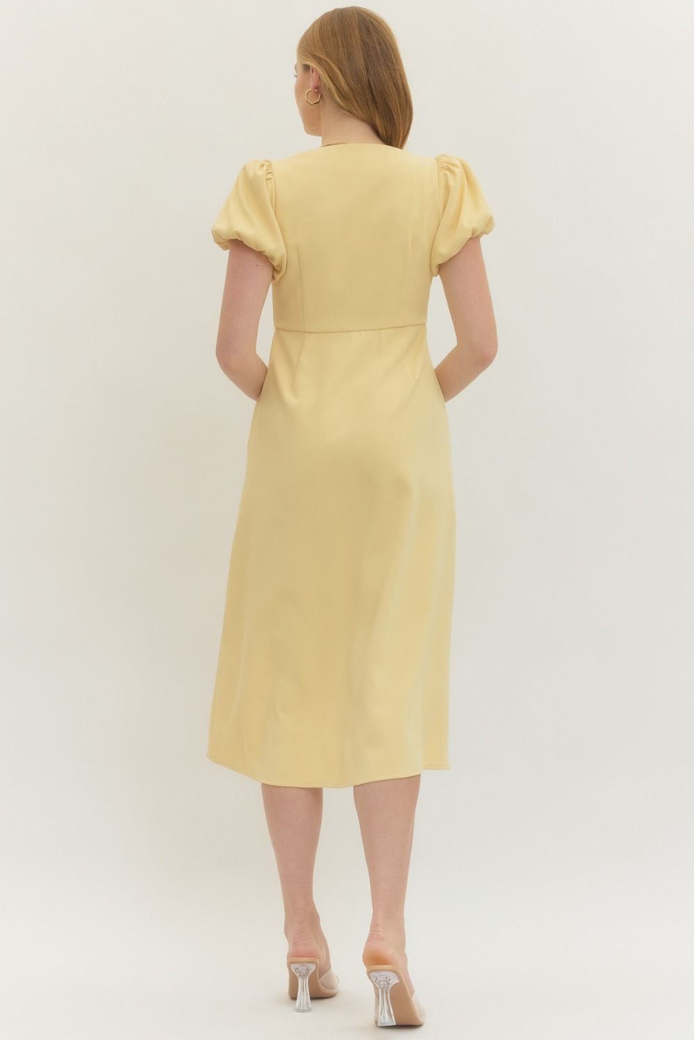 Golden Shell Button Midi Dress By Entro