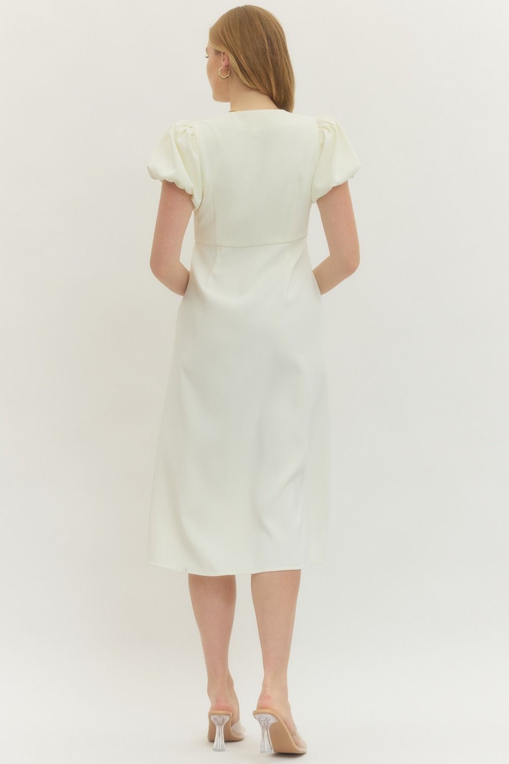Golden Shell Button Midi Dress By Entro