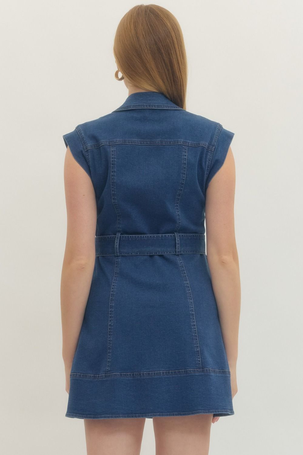 Classic Denim Button Front Mini Dress By Entro