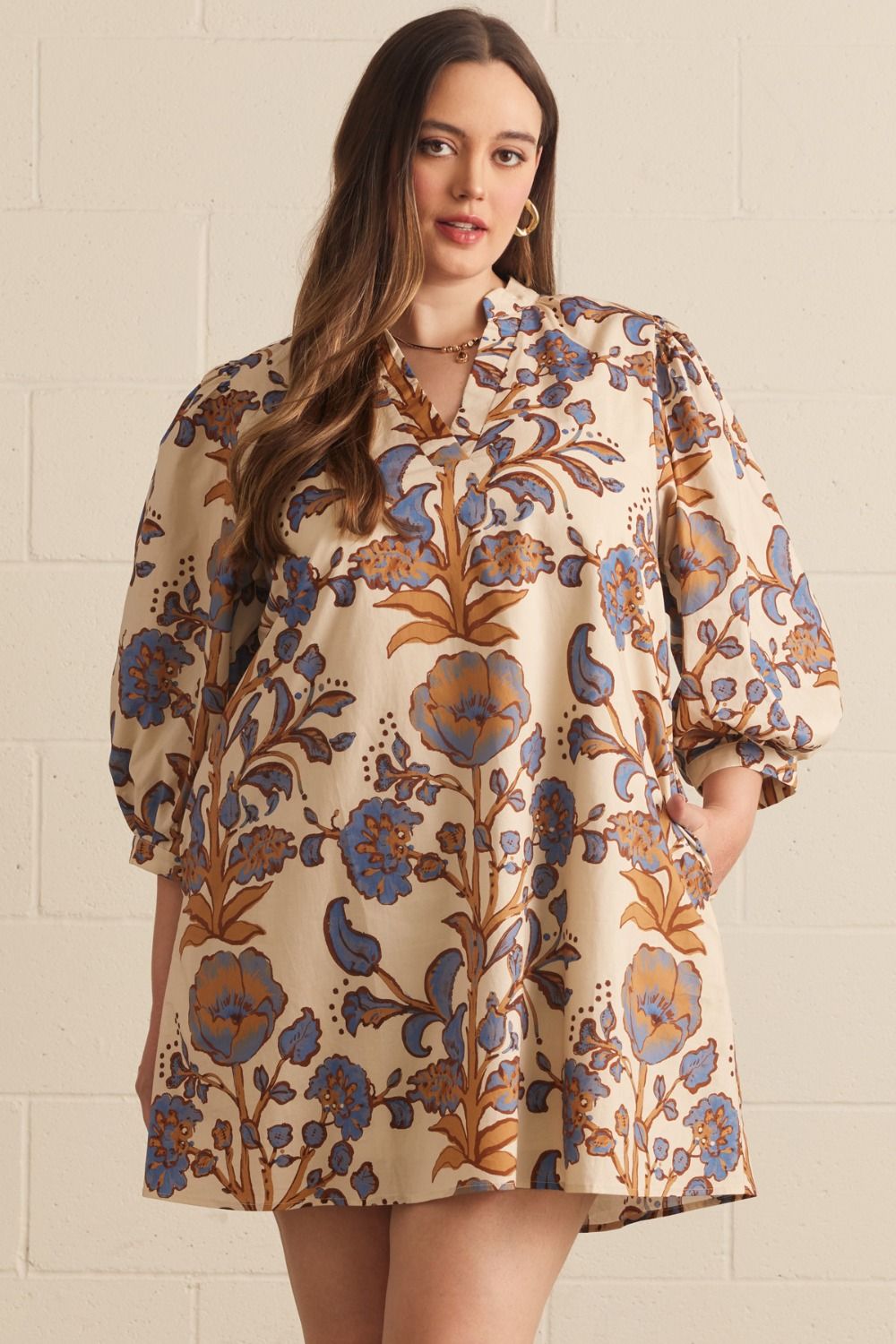 Honey Floral Puff Sleeve Dress – Plus Size