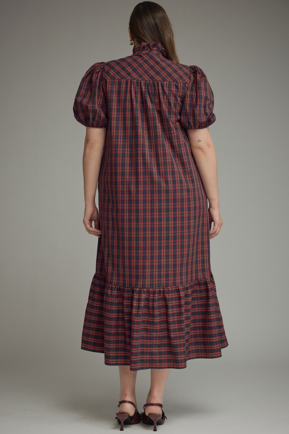Autumn in Love Plaid Ruffle Midi Dress – Plus Size