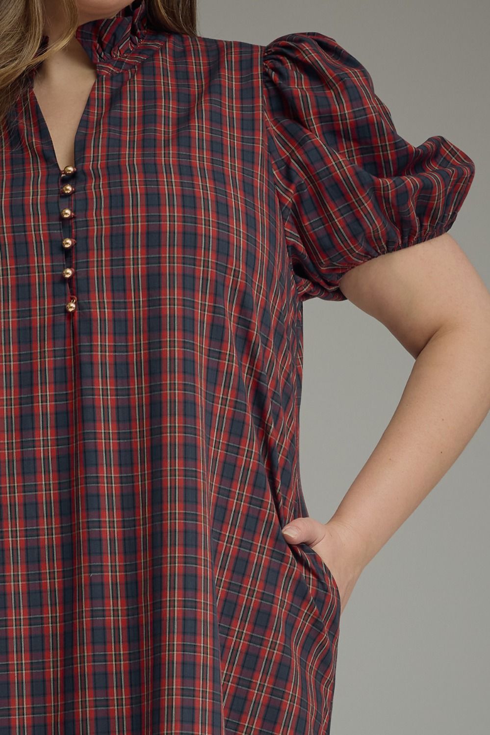 Autumn in Love Plaid Ruffle Midi Dress – Plus Size