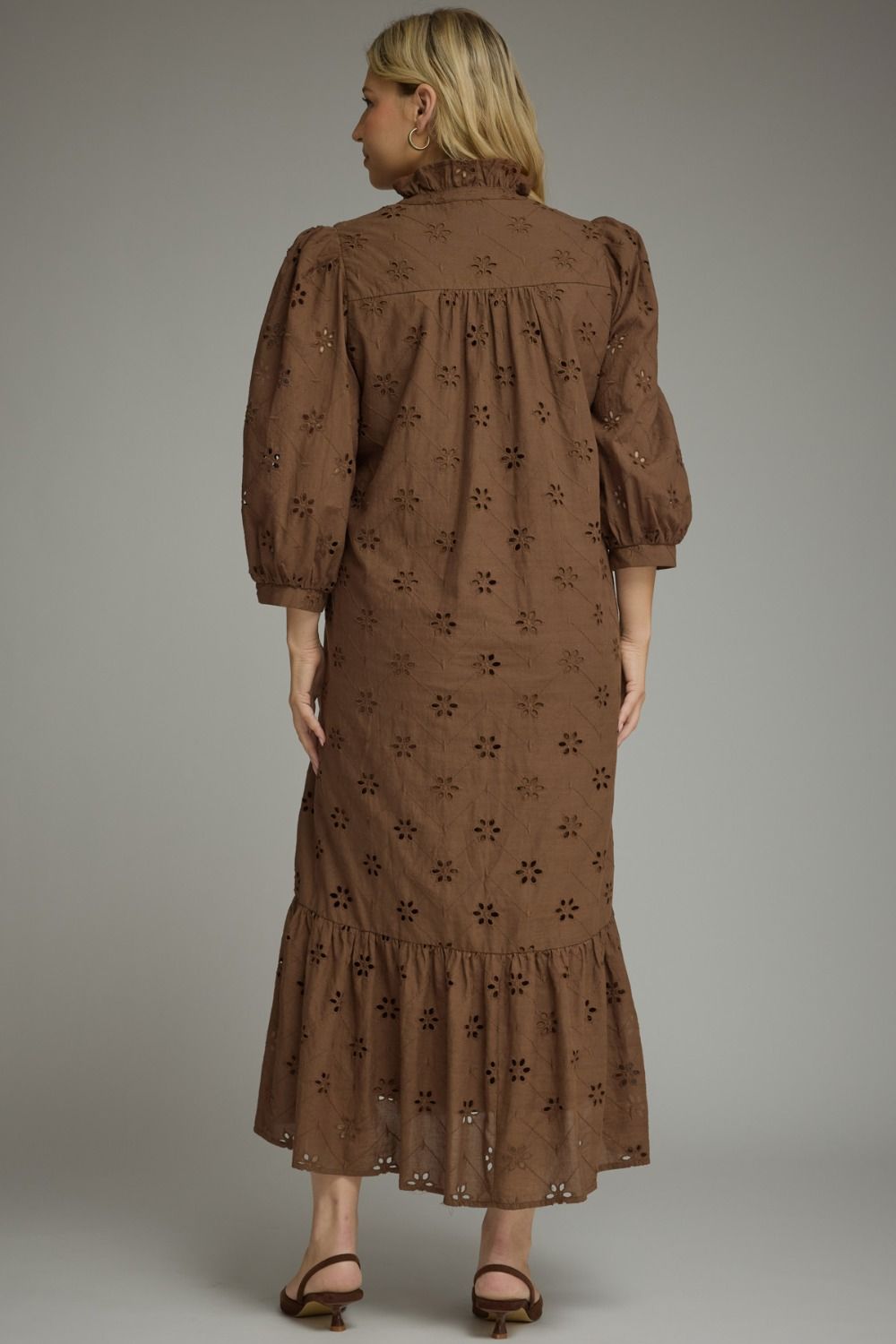 Cocoa Petals Eyelet Midi Dress – Plus Size