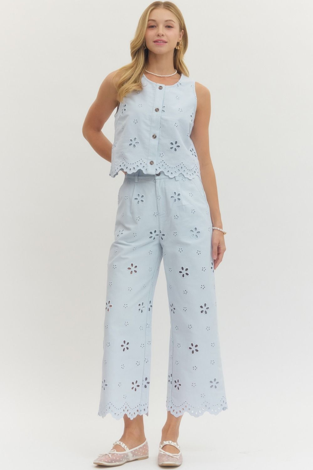 Blueberry Bloom Eyelet Top By Entro