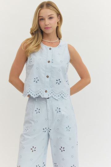 Blueberry Bloom Eyelet Top By Entro