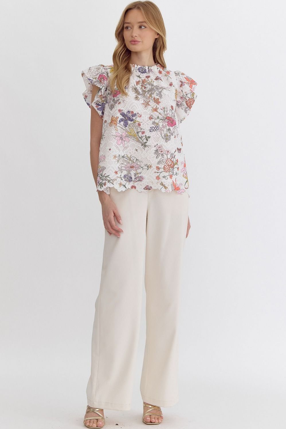 Coquette Floral Lace High Neck Top