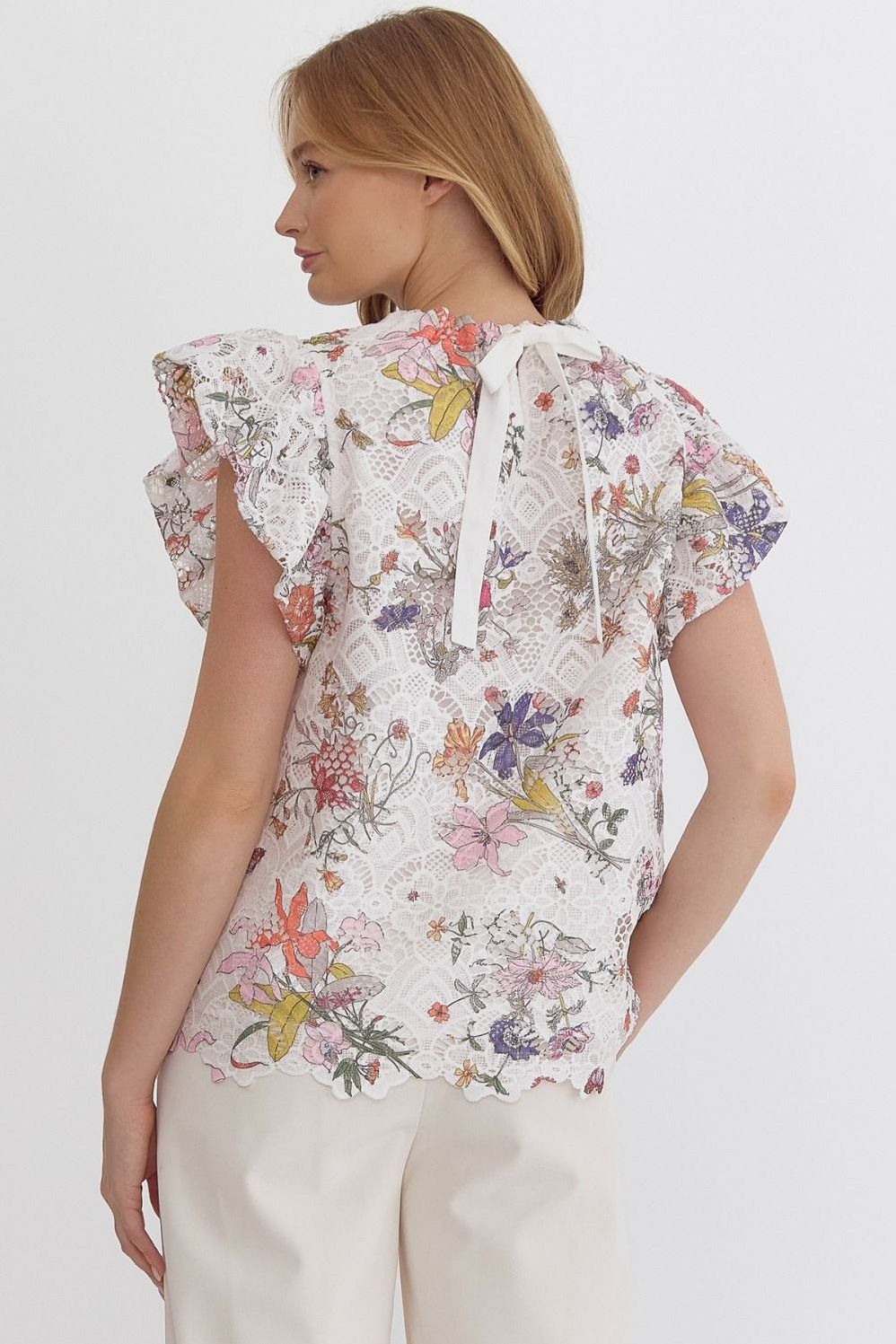 Coquette Floral Lace High Neck Top
