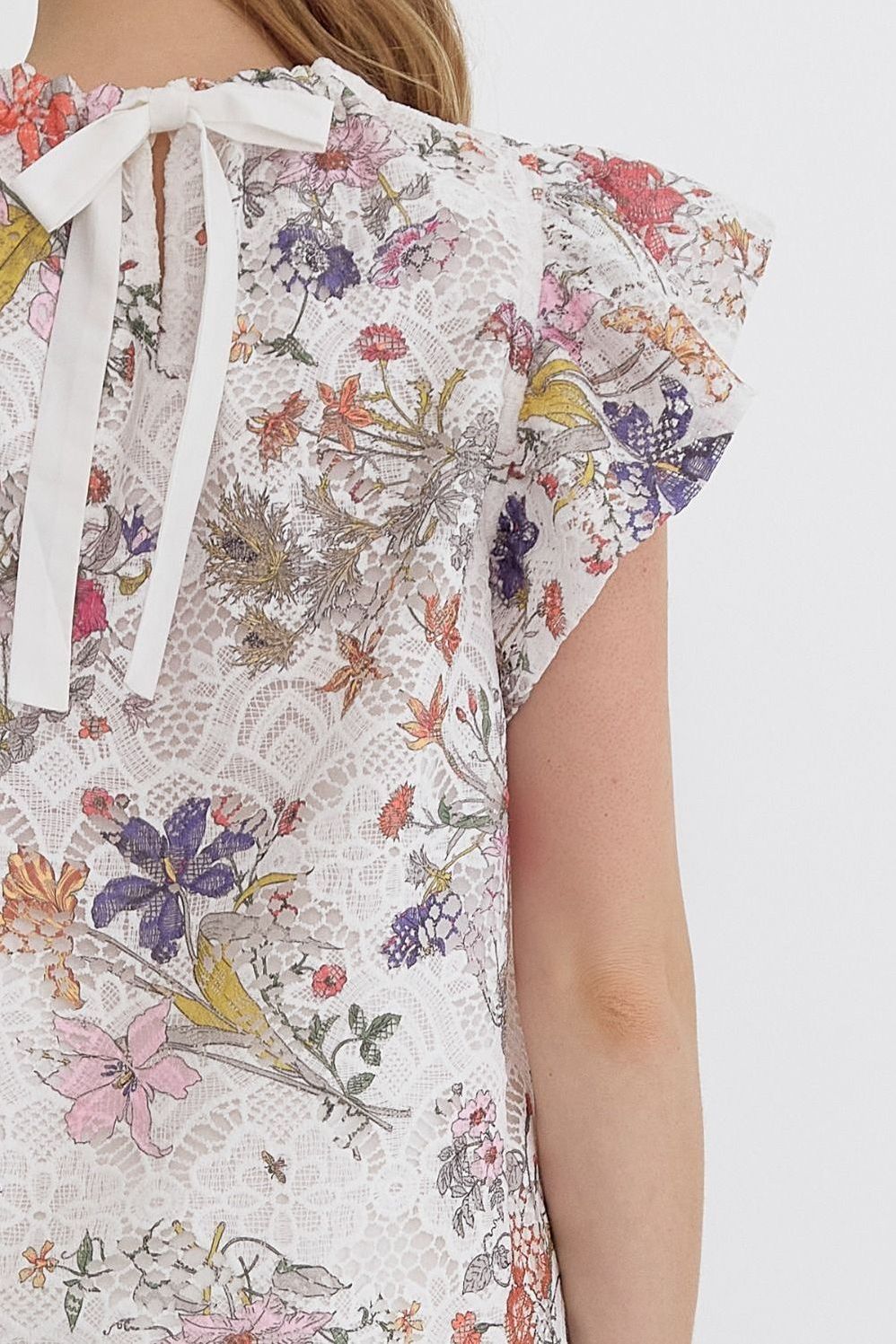 Coquette Floral Lace High Neck Top