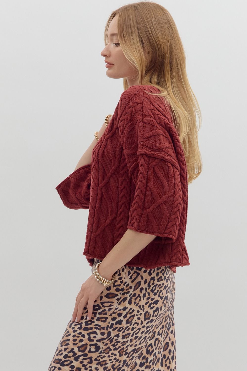 R/D 3/4 Sleeve Pullover Knit Sweater By Entro