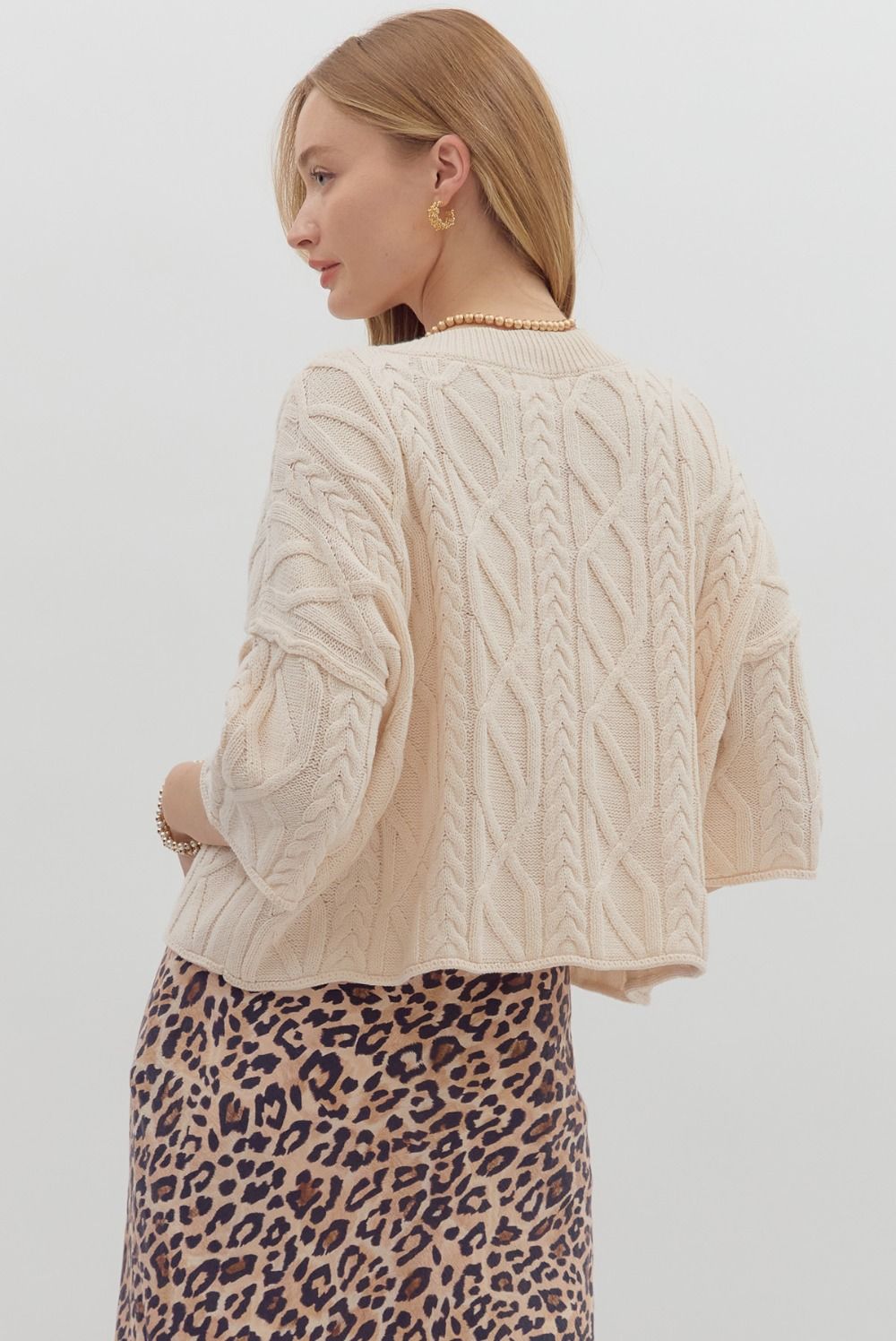 DG 3/4 Sleeve Pullover Knit Sweater By Entro