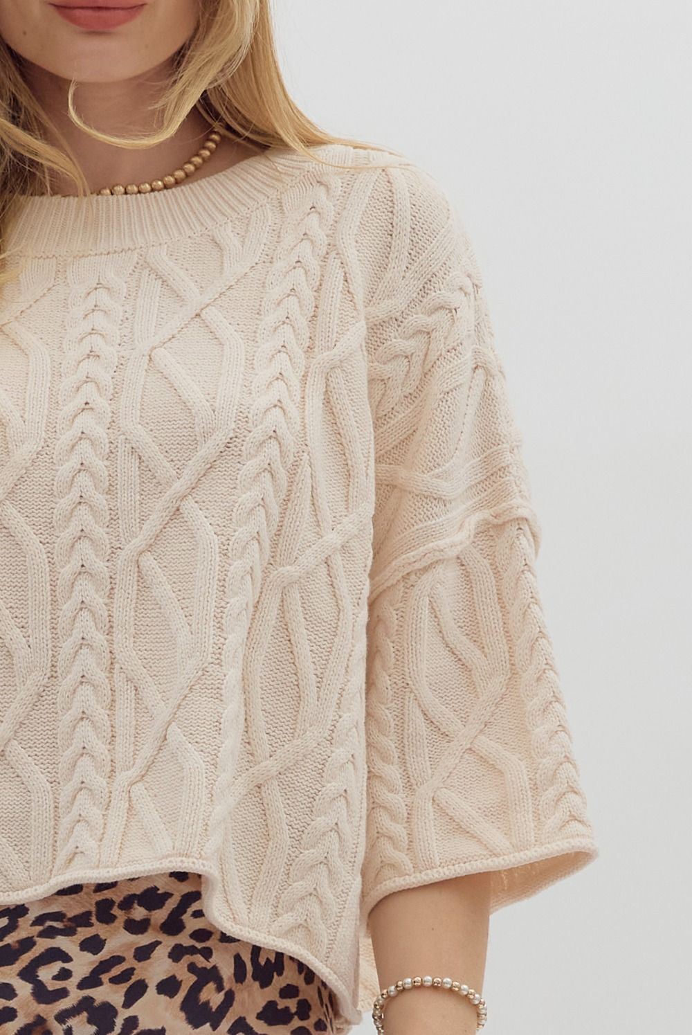 DG 3/4 Sleeve Pullover Knit Sweater By Entro