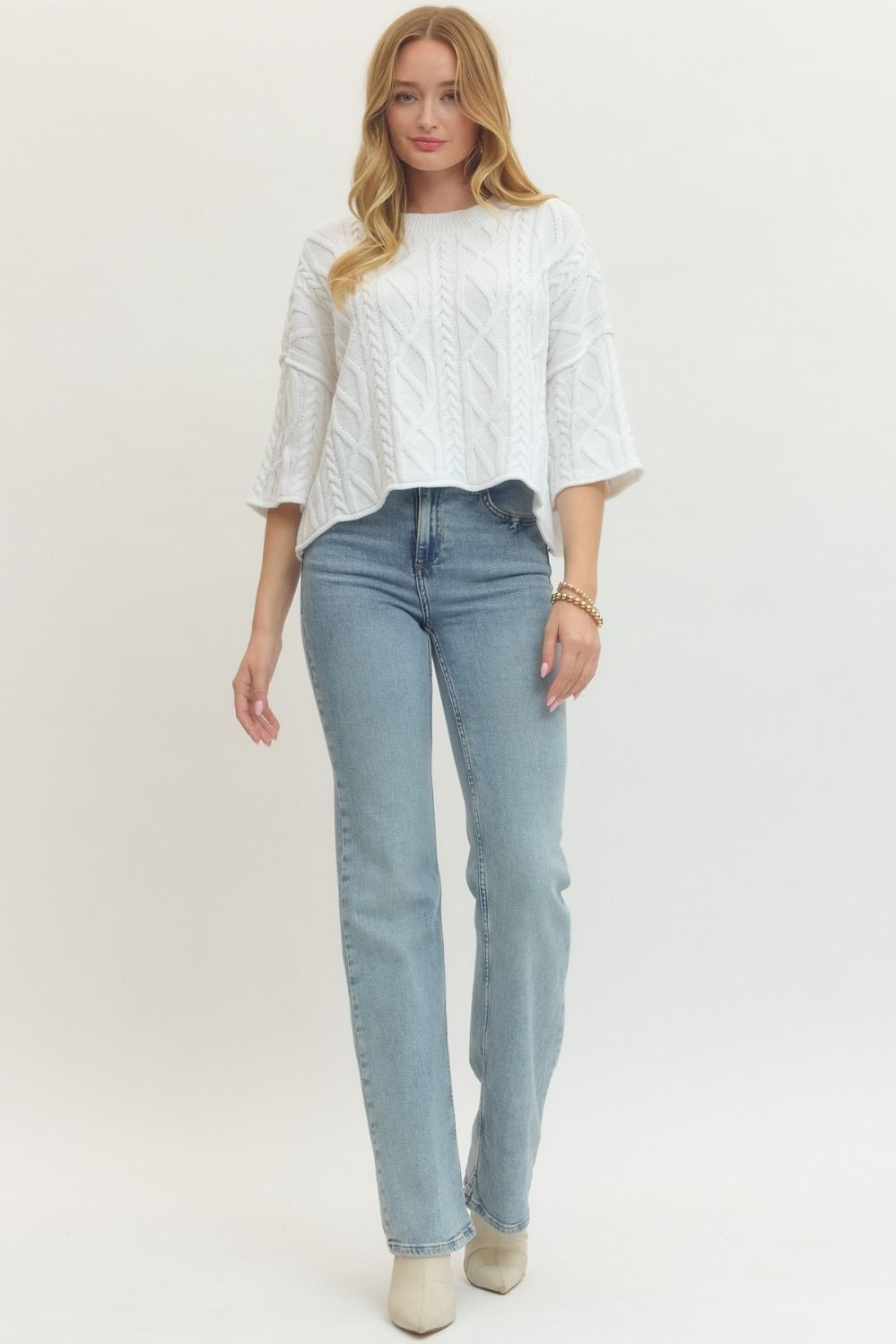 Blue Skies Cable Knit Top By Entro