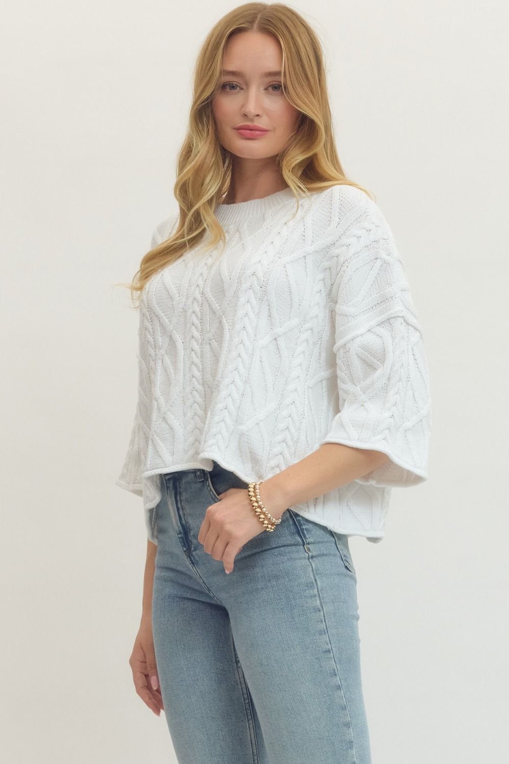 Blue Skies Cable Knit Top By Entro