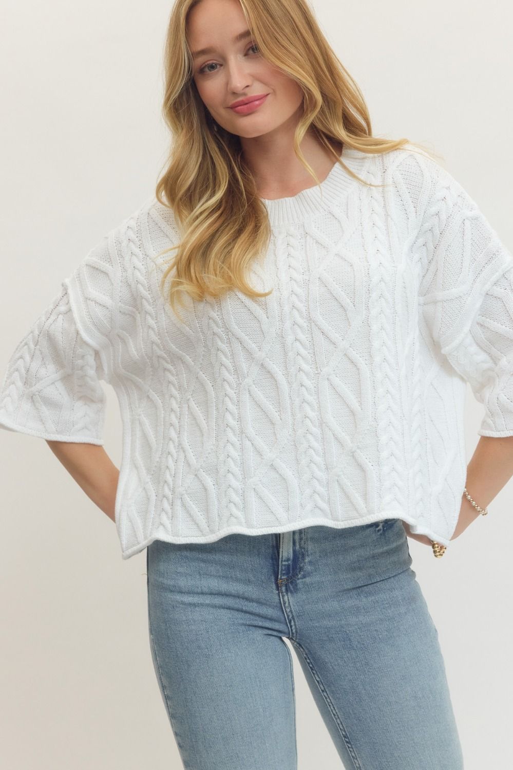 Blue Skies Cable Knit Top By Entro