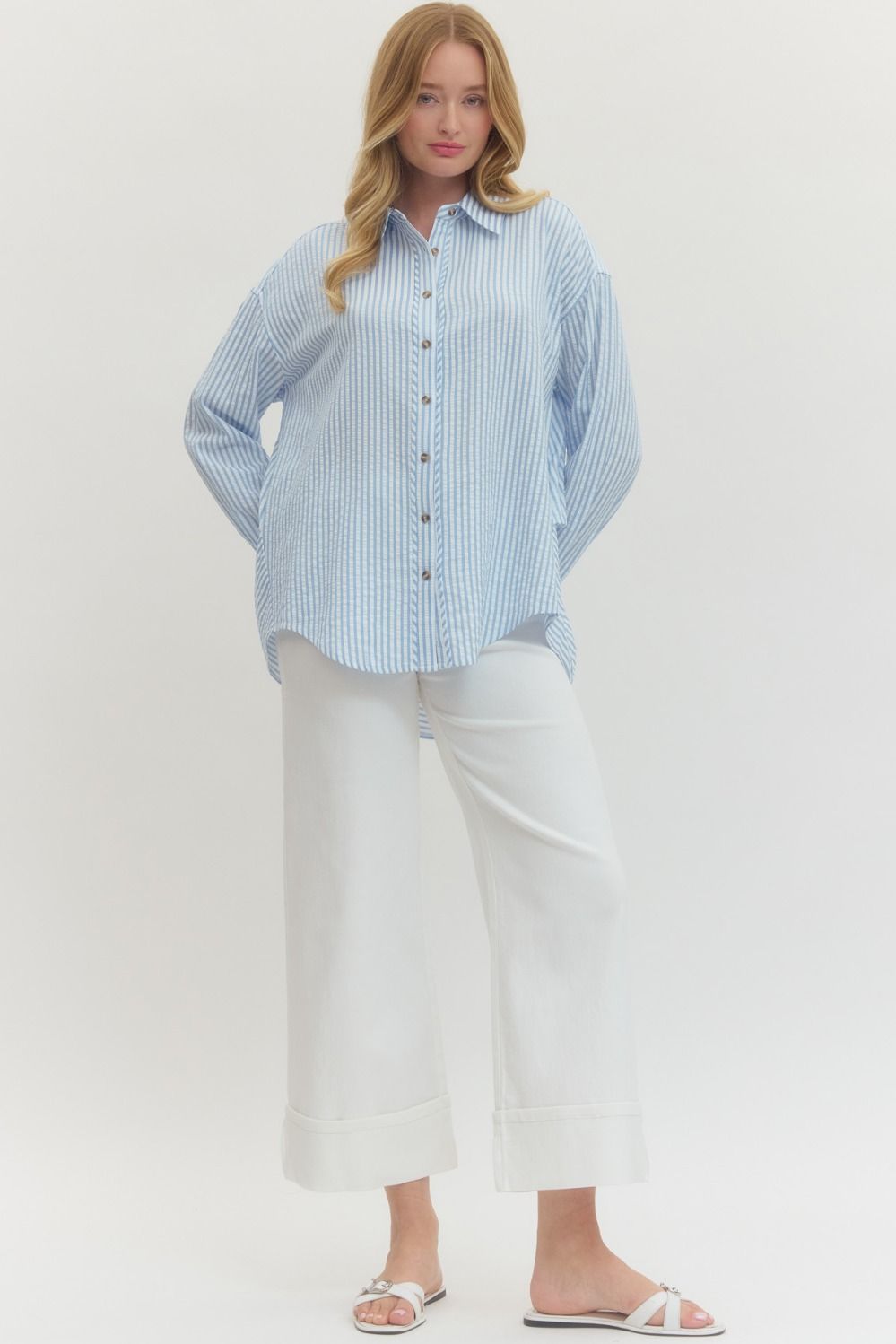 Salt & Sunshine Striped Button Down By Entro