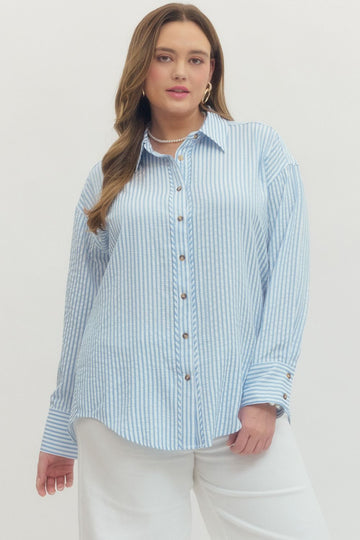 CURVE Salt & Sunshine Striped Button Down By Entro