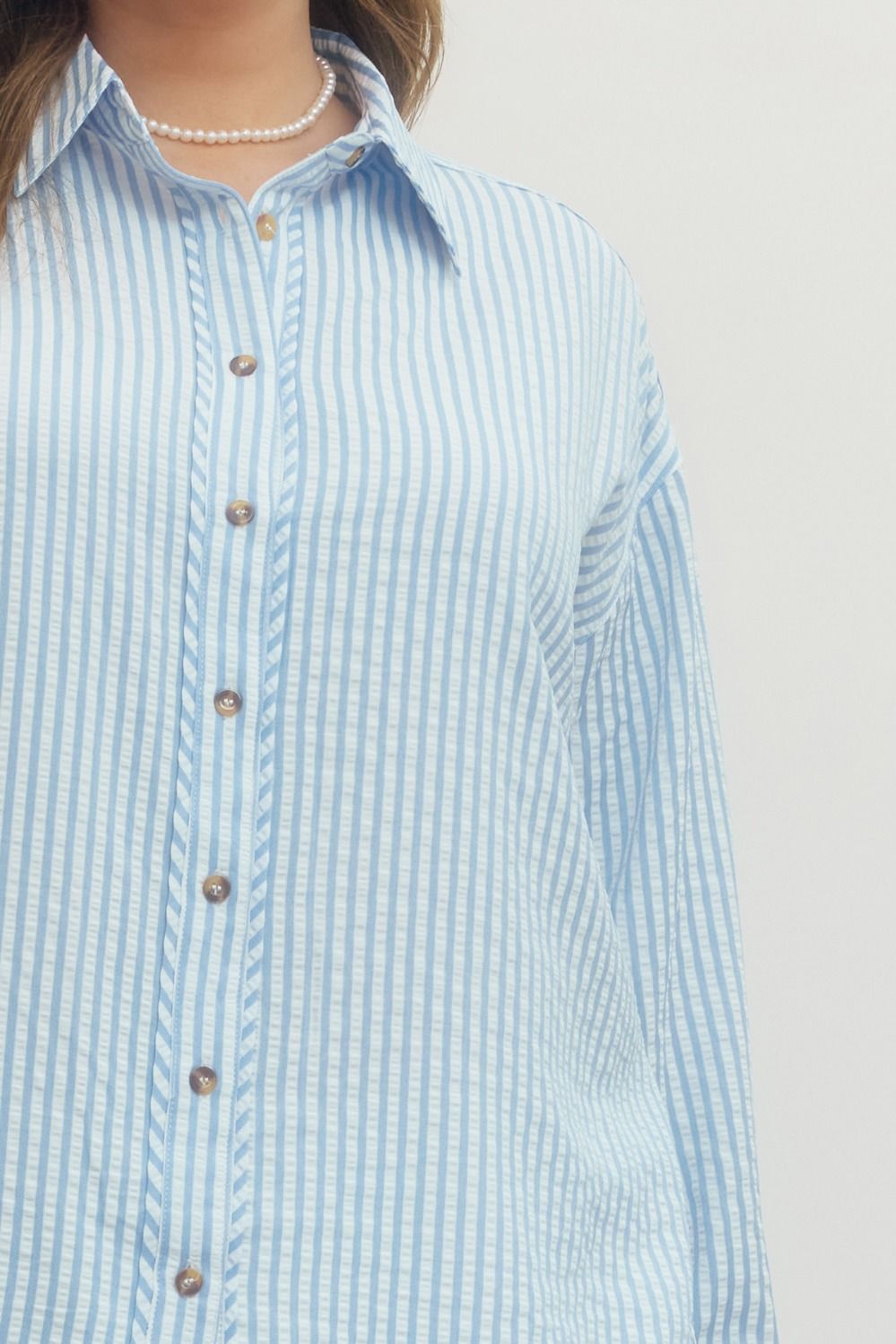 CURVE Salt & Sunshine Striped Button Down By Entro