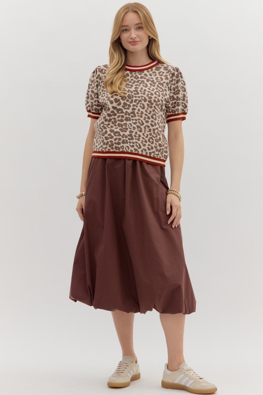 Leopard Pattern Short Puff Sleeve By Entro