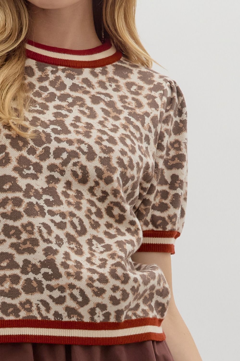Leopard Pattern Short Puff Sleeve By Entro