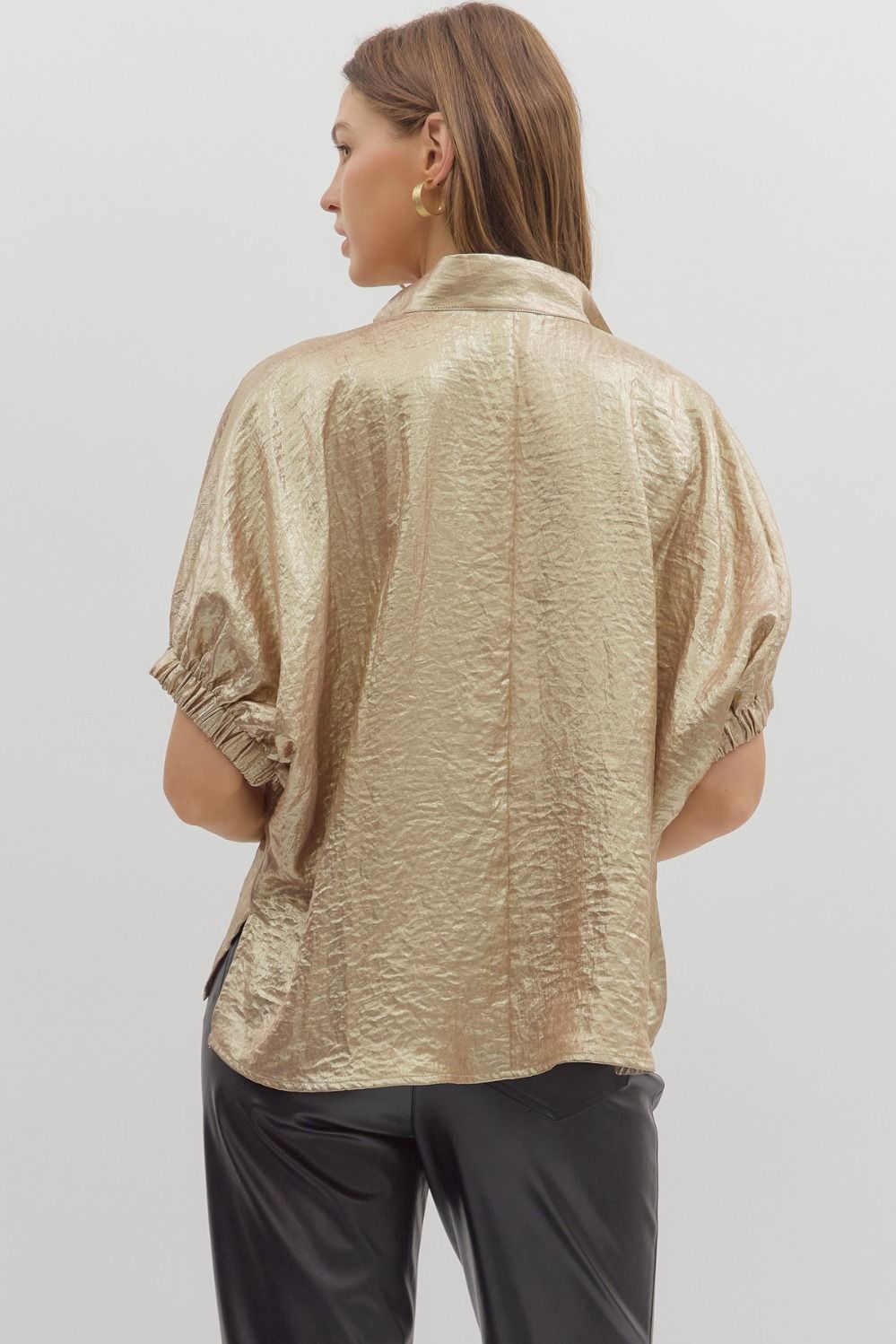 Full Run Metallic Dolman Sleeve Top By Entro