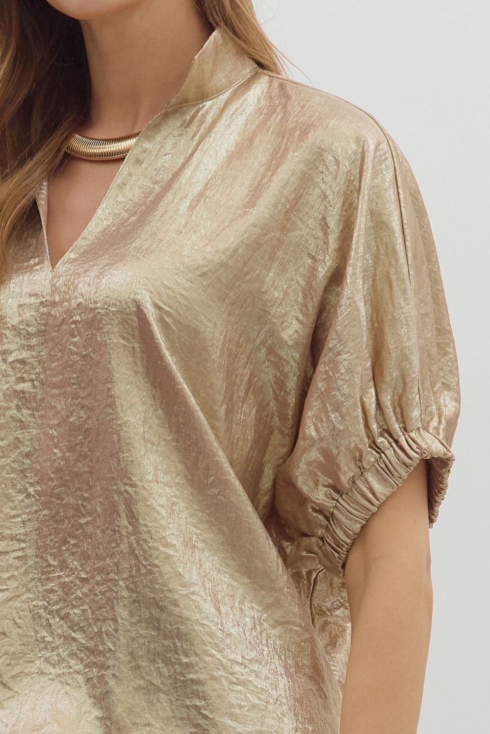 Full Run Metallic Dolman Sleeve Top By Entro