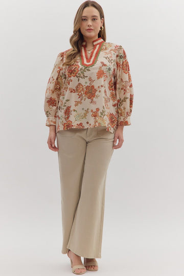 Floral Scallop Accent Top By Entro