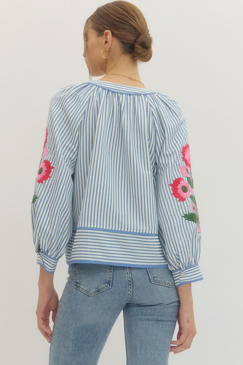 Botanical Bloom Sleeve Blouse By Entro