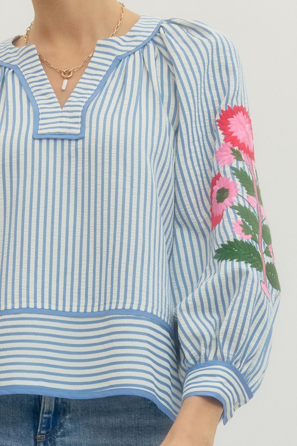 Botanical Bloom Sleeve Blouse By Entro