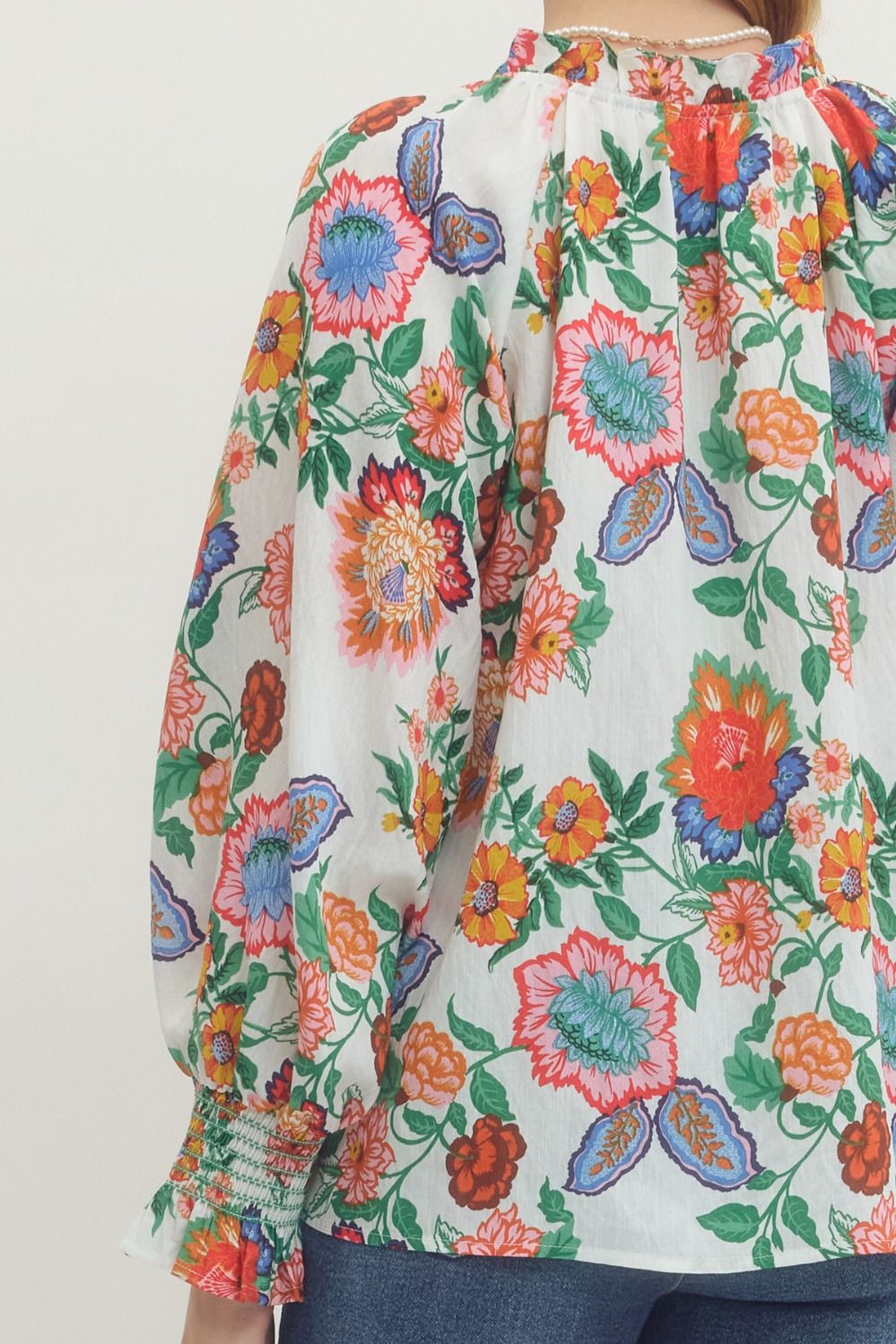 Spring Fling Floral Peasant Top By Entro