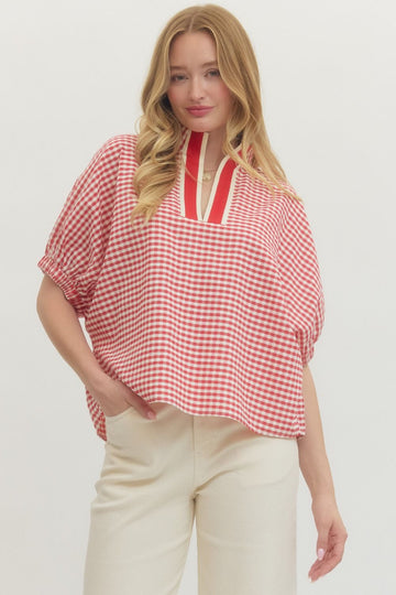 Cherry Kiss Gingham Blouse By Entro