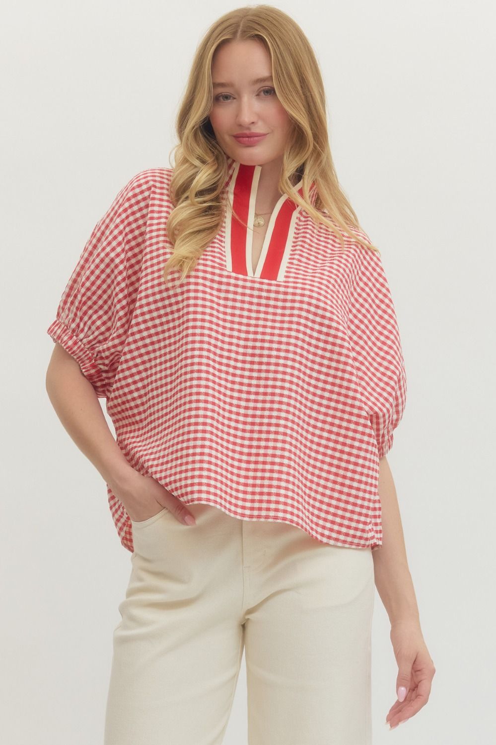 Cherry Kiss Gingham Blouse By Entro