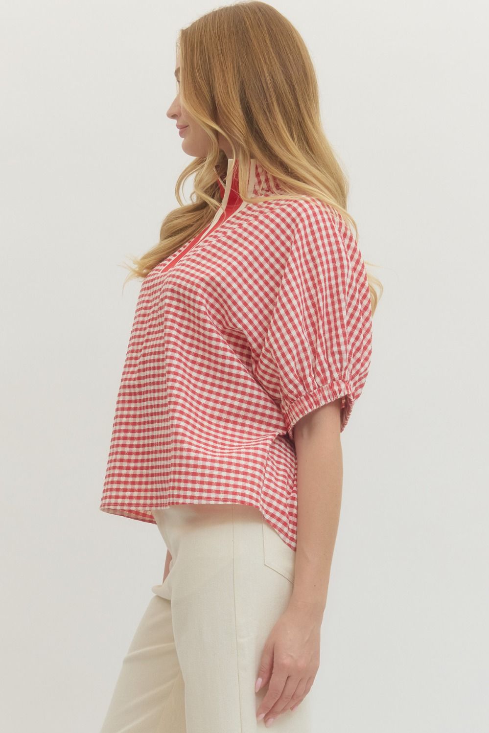 Cherry Kiss Gingham Blouse By Entro