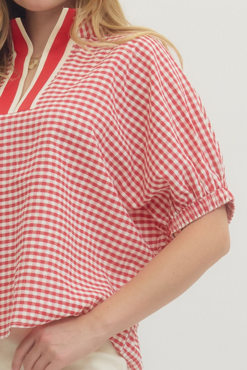 Cherry Kiss Gingham Blouse By Entro