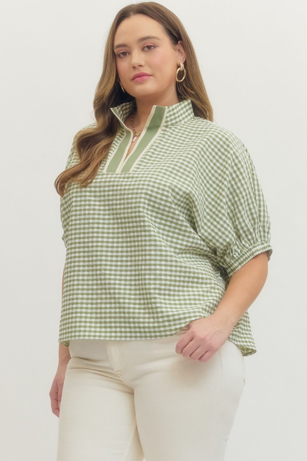 CURVE Sunday Picnic Gingham Blouse By Entro