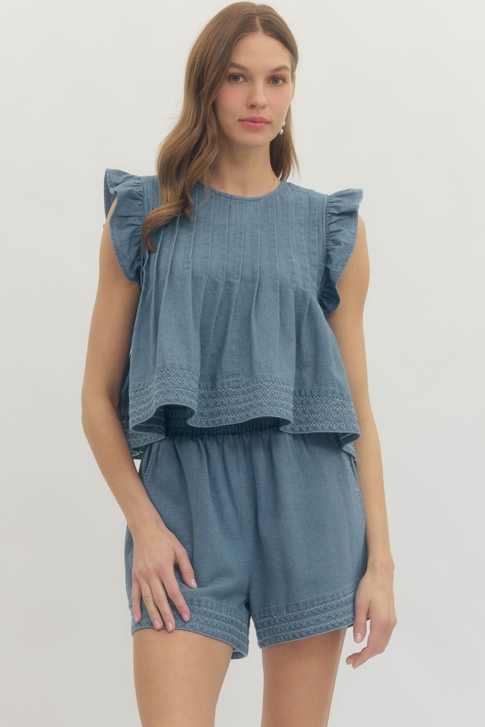 Easy Charm Denim Top By Entro