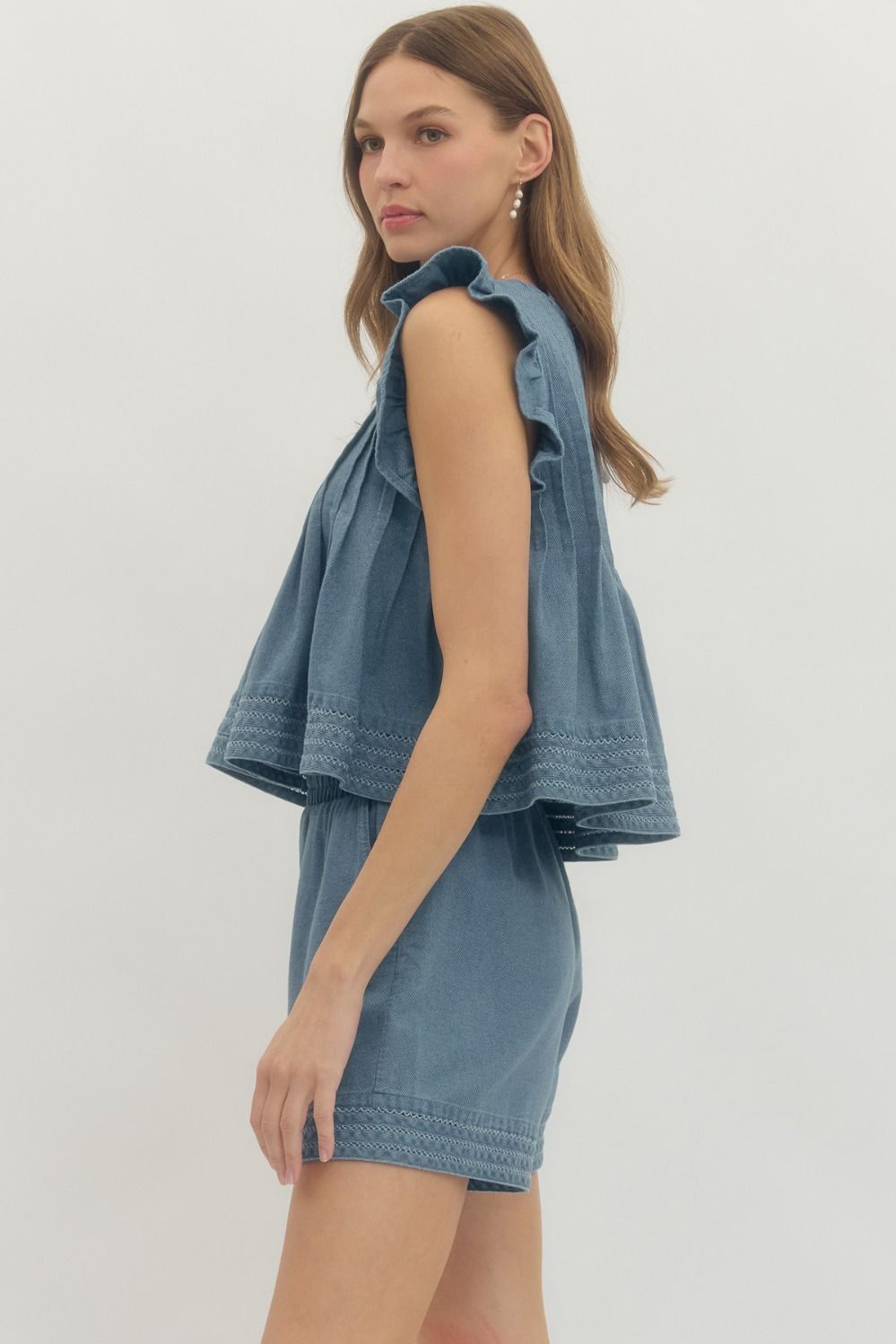 Easy Charm Denim Top By Entro