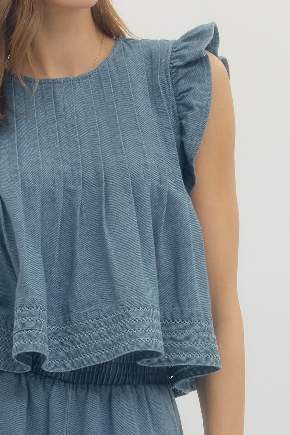 Easy Charm Denim Top By Entro
