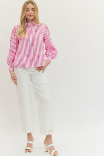 Pink Pinstripe Darling Top