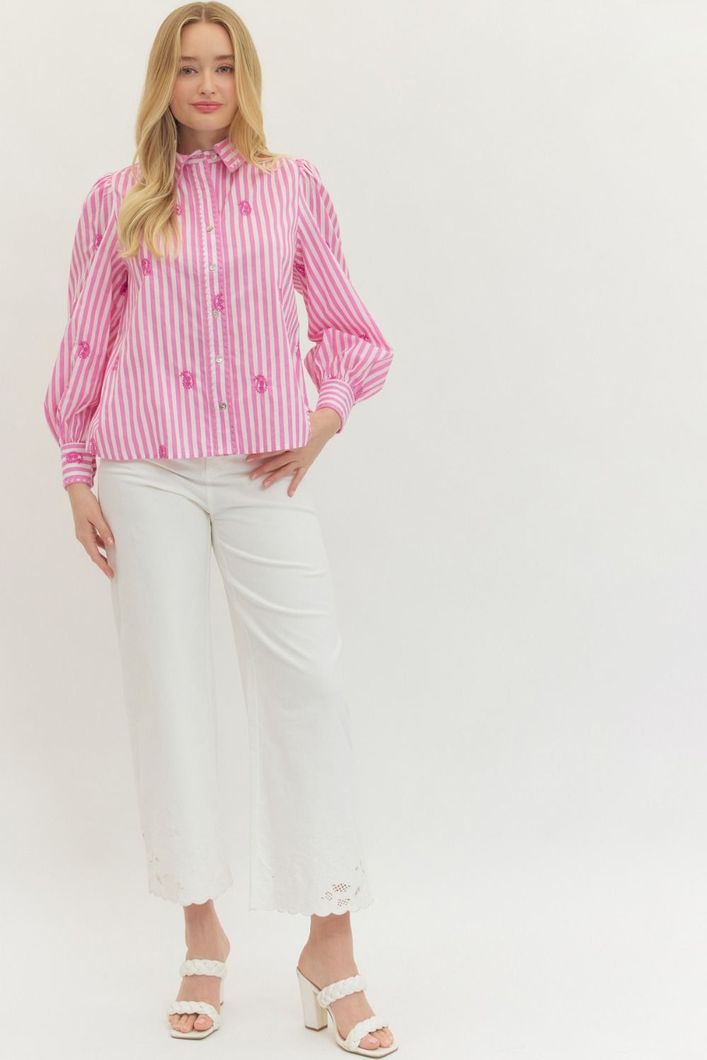 Pink Pinstripe Darling Top