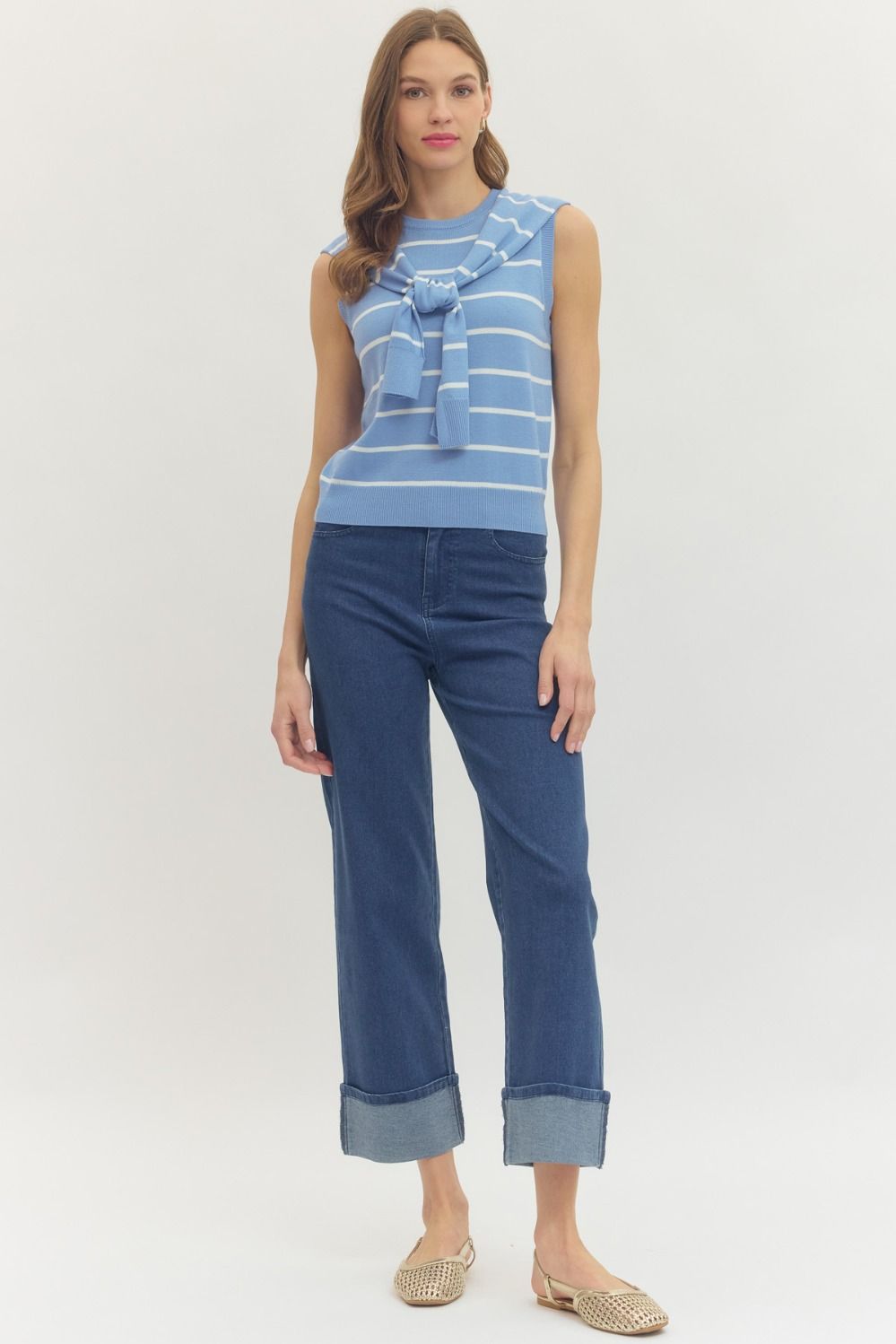 Ocean Line Sweater Tank By Entro
