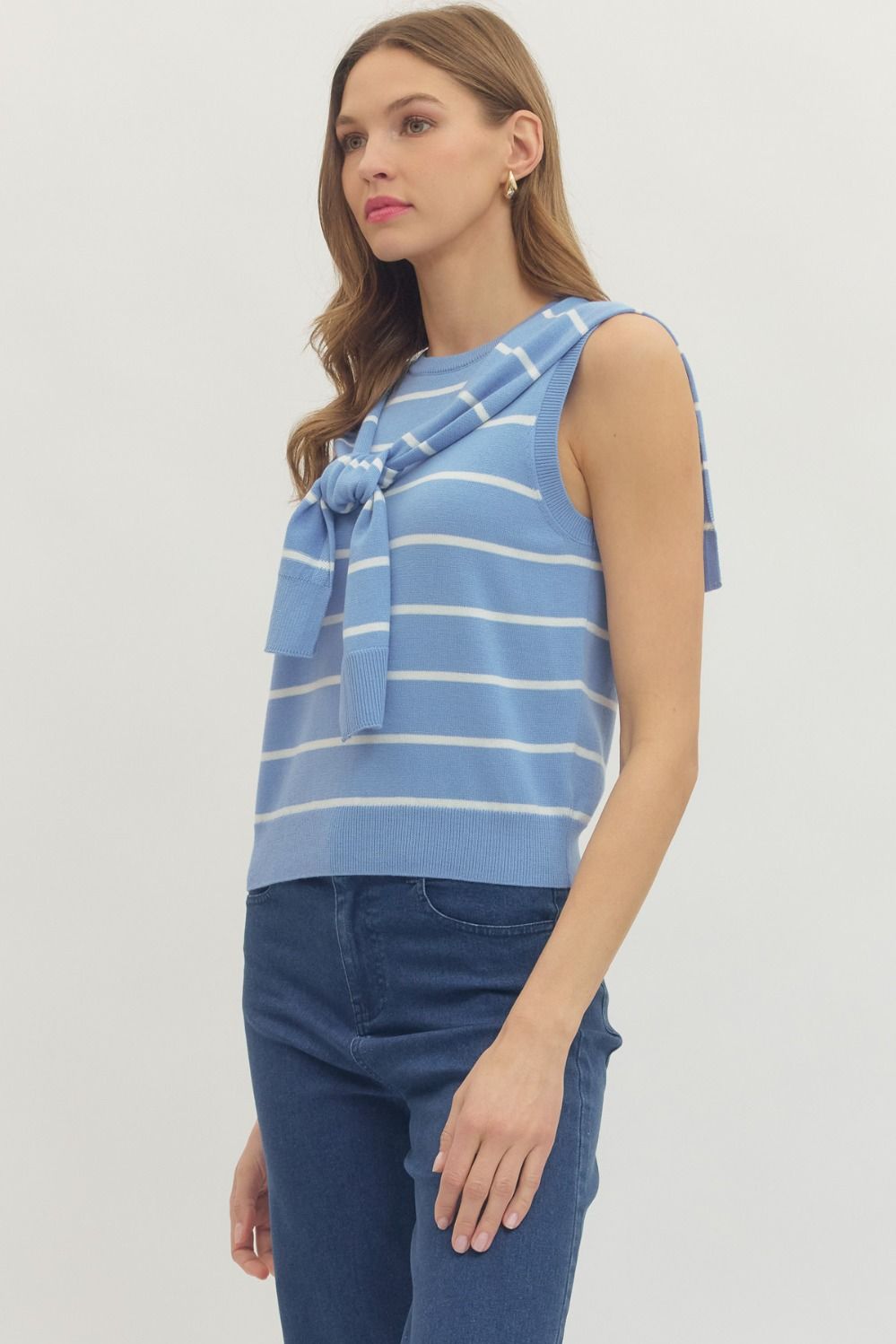 Ocean Line Sweater Tank By Entro