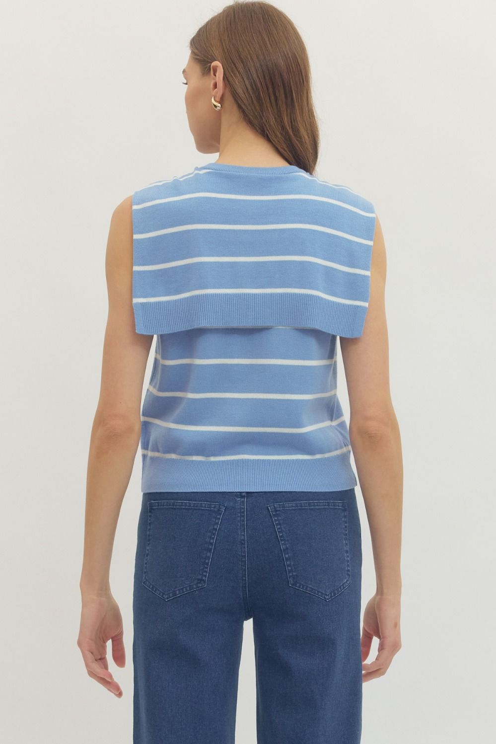 Ocean Line Sweater Tank By Entro