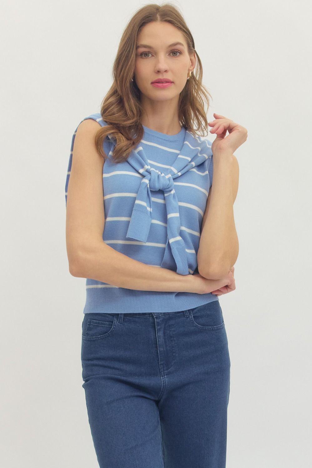 Ocean Line Sweater Tank By Entro