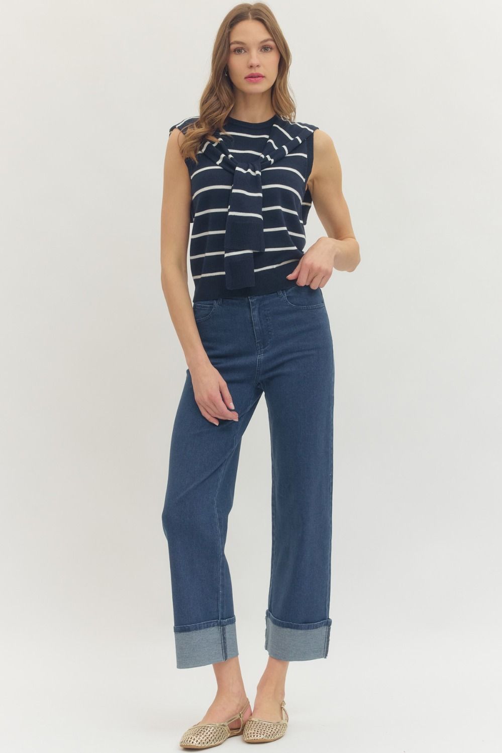 Ocean Line Sweater Tank By Entro